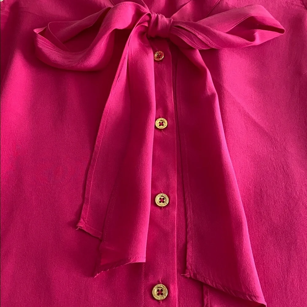 Lilly Pulitzer Raleigh Fuchsia Sleeveless Kitty Bow Blouse in Kissy Pink Small - Picture 8 of 16